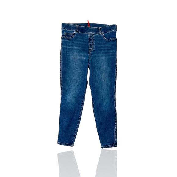 Spanx Medium Wash Blue Ankle Length Pull-On Skinny Jeans Size XL - Picture 1 of 11